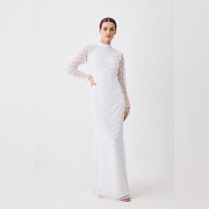 Draped Crystal Embellished Maxi Dress